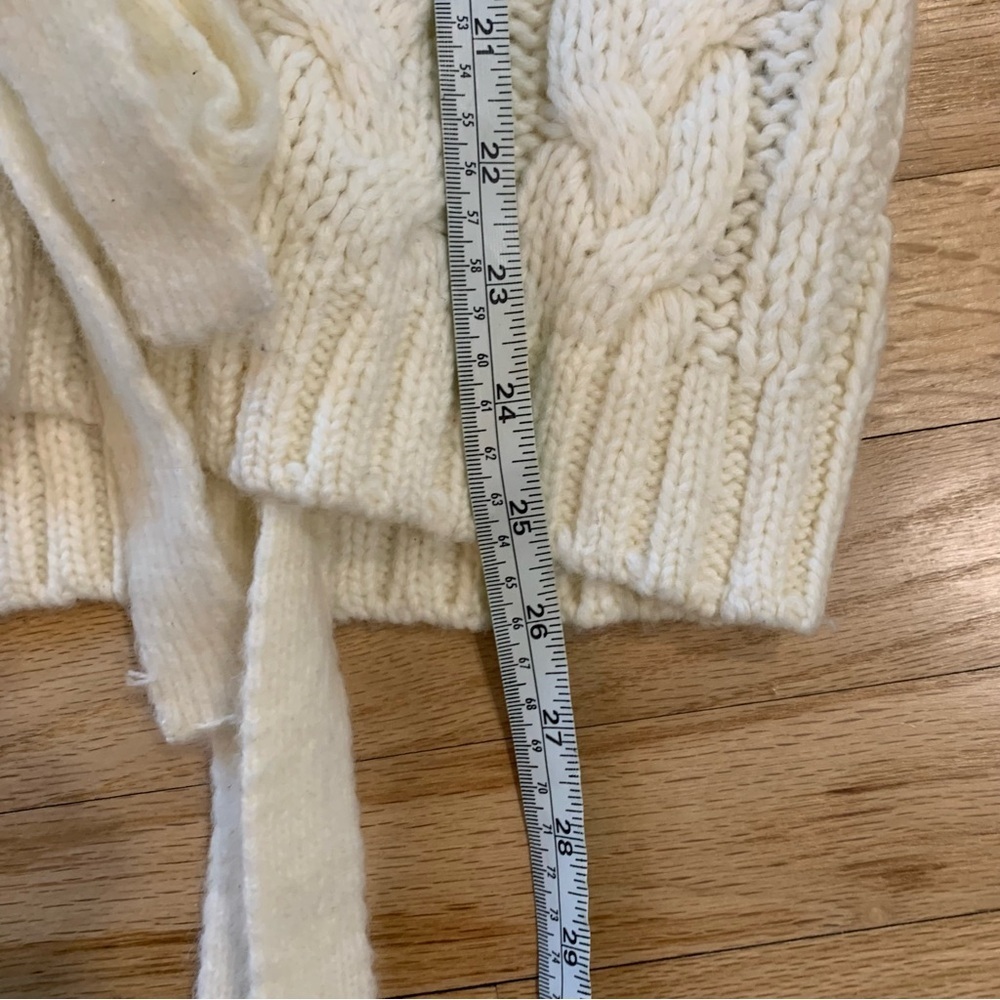 Zara Cable Knit Tie Detail Cream Sweater Vest Size Small Holiday Winter Preppy - Picture 10 of 10